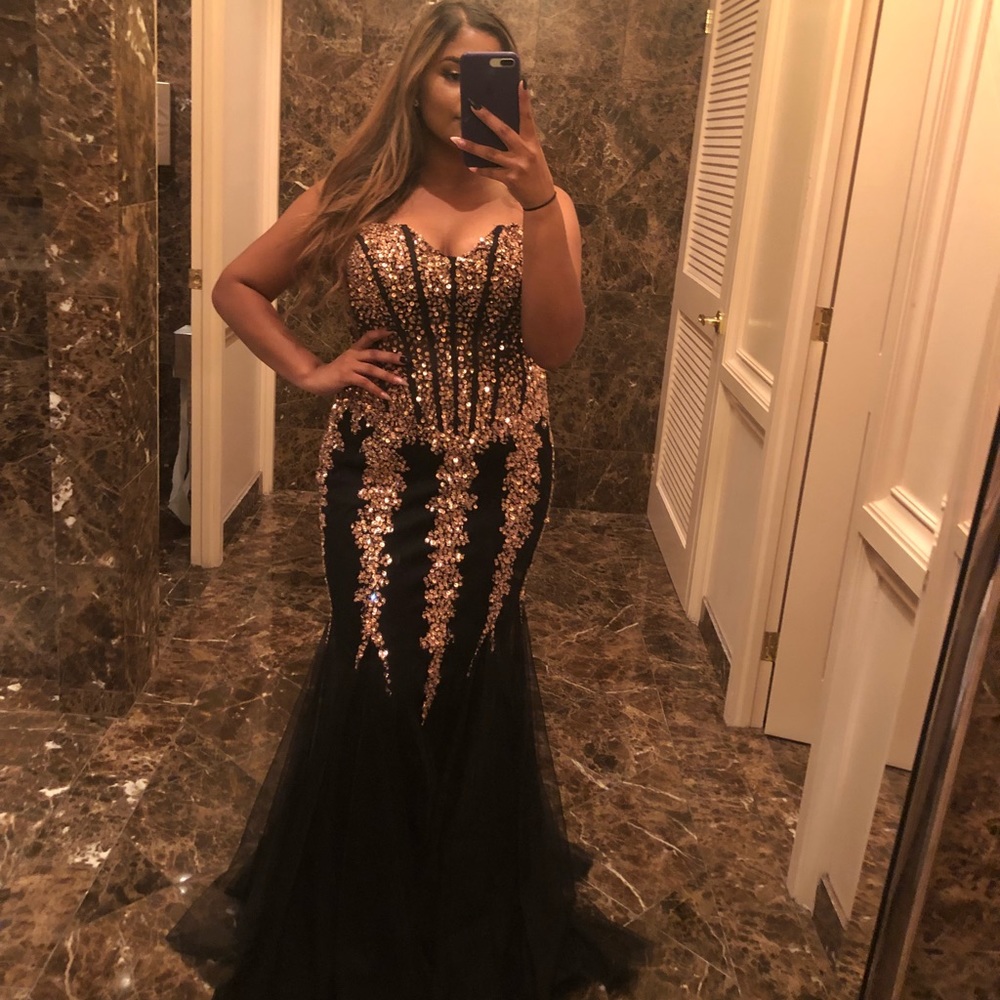 Black and rose gold dress